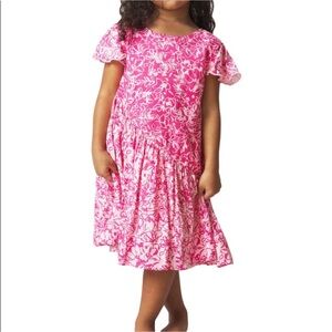 French Connection Kids Asymmetrical Ruffle Dress Size 4T Rayon Short Sleeve